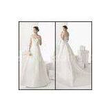 A Line Satin Womens Wedding Dresses Off Shoulder Court Train With Flower Lace Applique thumbnail-1