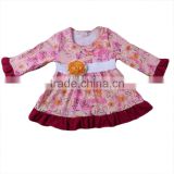 2016 new kids dress pink color floral pattern unique latest casual dress designs