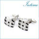 Black and Silver Grid Rhinestone Shirt Men Cufflinks Crystal thumbnail-1