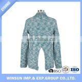 Cyan High O-neck Long Sleeve Women Sweater Tuxedo Design Knitting Fabric thumbnail-6