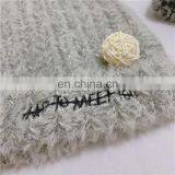 Hot Sale Fashion Custom Embroidered Knitted Beanie Hat Marten Hair thumbnail-2
