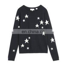 Pure Wool Knitted Star Design Black Intarsia Sweater thumbnail-1