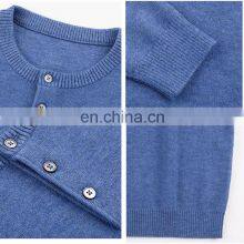 Merino Wool Cashmere Blend Knitted Mens Henley Sweater Shirt thumbnail-4