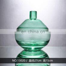 Modern Nordic Regular Shape Green Colored Crystal Glass Vase For Home Decoration thumbnail-4