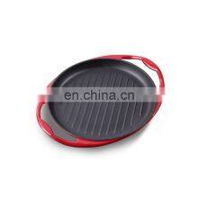 Enamel Cast Iron Korean Round Non-stick Griddle Bbq Grill Pan thumbnail-3