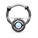 faux opal flax 316L surgical steel septum clicker nose piercing Body Jewelry