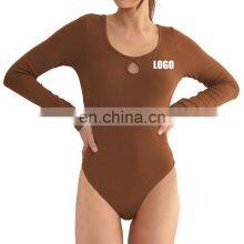 Solid Blank Casual Basic One Piece Romper Jumpsuit Ribbed Bodysuit Workout Training Dancing Wear Skinny Tracksuit For Women thumbnail-1