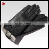 Rabbit Fur Lined High Fashion Leather Glove From Leather Glove Manufacture thumbnail-2