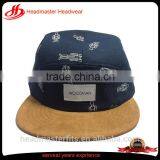 Blank Cotton Twill 5 Panel Print Flat Suede Brim Strap Back Cap thumbnail-1