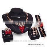 Hot Sale African Wedding 18k Gold Plated Red Crystal Flower Shape Bridal Jewelry Sets thumbnail-2