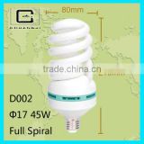 High quality CFL LAMP FULL SPIRAL LAMP 8000H CE/55w/7w/9w/45w/30w full spiral energy saving lamps