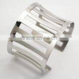 Punk Stainless Steel Cuff Metal Bangle Hollow Out Bracelet thumbnail-1