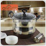 NEW Belly Shape 22cm Stainless Steel Hot Pot With Glass Lid and Bakelite Handle With Capacity 8 QT Stew Pot thumbnail-1