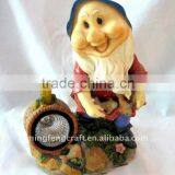 Polyresin Gnome With Fish Solar Light For Garden Decoration