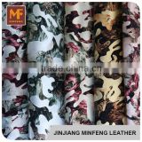 Soft microfiber woven custom camouflage pattern pu coated leather