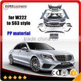 W222 S63 body kits fit for S-CLASS W222 S320 S350 S500 to S63 AM-style PP material