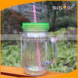 Custom Plastic Mason Jars Bottles With Straw and Handle thumbnail-3