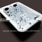 factory small hot bathtubs&whirlpool for 3 person with 2 lounge seats indoor spa bathtub for family