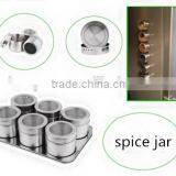 Six Pieces Magnetic Stainless Steel Spice Jar Set With Rack thumbnail-2