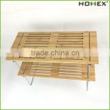 Bamboo accessories rack /kitchen stackable storage shelf Homex-BSCI