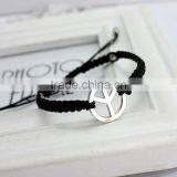 Silver Peace Sign Charm Bracelet Hand Braied Macrame Bracelet Friendship Bracelet thumbnail-4