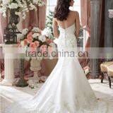 White Strapless Lace Satin Mermaid Wedding Dress thumbnail-2