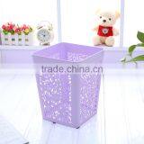 Flower Design Trash Can Office Square Plastic Waste Bin in Purple thumbnail-3