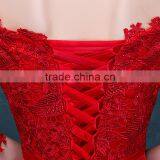 MGOO Brand Design Custom Long Dress Transparent Red Lace Long Dress Off Shoulder Applique Long Sleeves Prom Dress 2069 thumbnail-5
