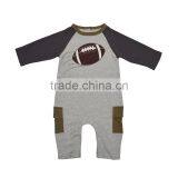 Cute Rugby Applique Boy's Romper Jumpsuits Organic Knit Baby Romper thumbnail-1