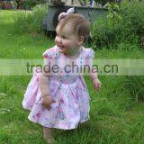 Toddler Girl Pink & White Elephant Print Dress 2-3 Years Vintage Style 100% Cotton Handmade Party Dress thumbnail-2