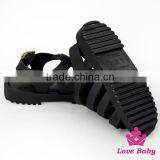 Children Plain Black Soft Silicone Gladiator Wear Resistant Little Girl Summer Flattie Snadals Shoes thumbnail-1