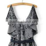 Runwaylover EY2382B Sexy Deep V-Neck 2017 Ladies Falbala Crop Tops thumbnail-5