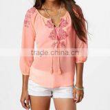 2013 Sexy Women Sheer Chiffon Blouse New Designs thumbnail-1