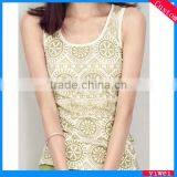 Cotton Round Collar Print Tank Top Vest for Woman thumbnail-1