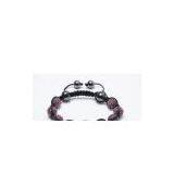 Shamballa Bracelet, Magnetic Hematite Rounds, Fuchsia Crystal Pave Gun Black Plated Alloy Beads thumbnail-1