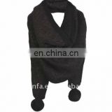 fashional newest warm popular super soft cozy knitted pompom shawl