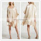Fashion Womens Plain Satin Kimono With Draped Open-front thumbnail-1