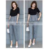 OEM Young Fashion Office Clothes 100%Polyester Skinny Green Stripe Women Suits Workwear