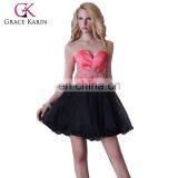 2015 Short Mini Cocktail Dress Grace Karin Strapless Sweetheart Black Watermelon Cocktail Party Dress CL3824 thumbnail-1