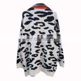 TWOTWINSTYLE Korean Patchwork PU Leather Women's Sweater Lapel Collar Long Sleeve Oversize thumbnail-3