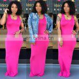 2020 New Arrivals Women Solid Color U-Neck Casual Dresses Ladies Bodycon Long Dresses Women Summer Dresses thumbnail-3