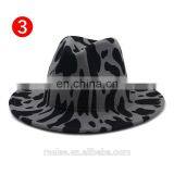2021 New Fashion Cow Print Pattern Leopard Wide Brim Wool Felt Hat Fedora Hats for Women Men thumbnail-3