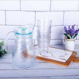Hammer Pattern Design Glass Water Jug Set 1 Glass Water Pitcher and 4 Water Cups thumbnail-2