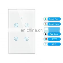 US/Australia standard 4 gang remote control WiFi touch switch Smart Home supports voice control Neutral wire version