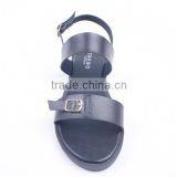 China Wholesale Fancy Style Ankle Strap Flat Sandals With Double Golden Buckles thumbnail-3