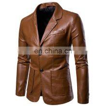 New Design Coat Leather Jackets Long Denim Men Jean Winter Lether Casual Duffle Plus Size Jacket for Man thumbnail-5