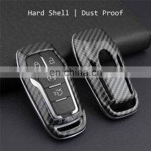 Keyless 4/5 Buttons Black Glossy Carbon Fiber Remote Key Shell Cover for Ford Fusion Mustang F150 Lincoln Smart Key Casing thumbnail-4
