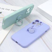 Popular New Solid Color Simple Round Fine Hole Ring Bracket Silicone Cell Phone Waterproof Cases For Iphone 7 8P Xr13 14 Pro Max thumbnail-4