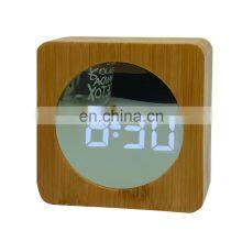 Акционный современный настольный электронный цифровой светодиодный деревянный будильник с тканевой поверхностью для гостиной современного дома thumbnail-2