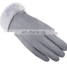 Winter Windproof Warm Fleece Lined Gloves Suede and Down Cloth Touchscreen Riding Motorcycle Gloves thumbnail-2